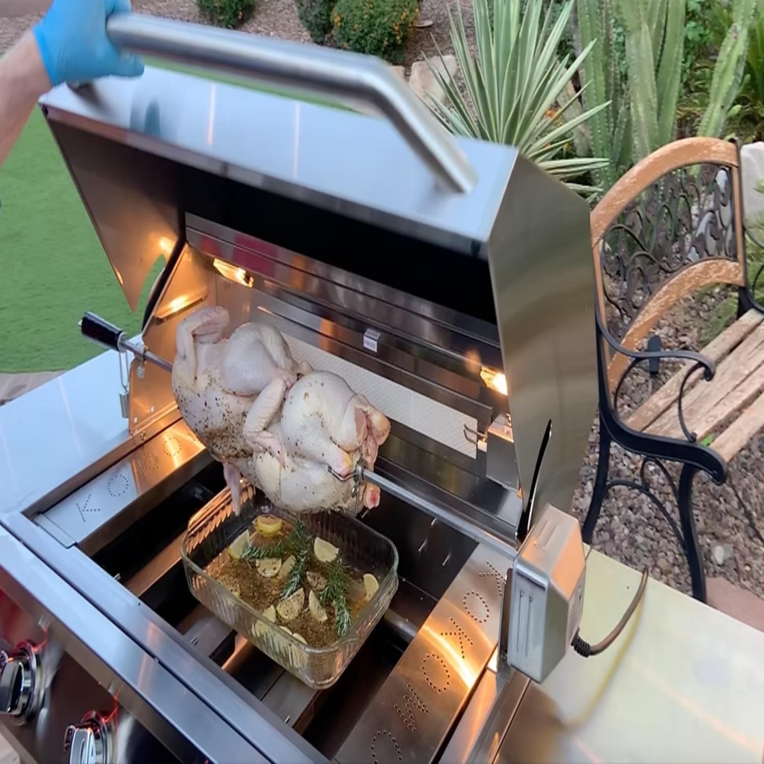 Kokomo BBQ Grill Rotisserie Kits for 4 Burner | Heavy Duty Rotisserie Kits with 120V Motor | Adjustable Spit Rod with Handle for Grills, Charcoal Spit, Backyard, Outdoor Party