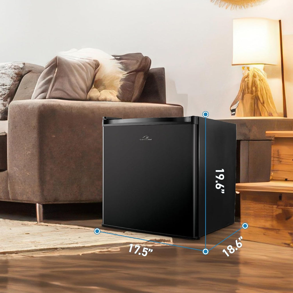 Commercial Cool 1.6 Cu. Ft. Compact Refrigerator, Single Door Mini Fridge with Chiller Compartment, Personal Fridge for Home or Dorm Room, R600a Refrigerant, CCR16B, Black