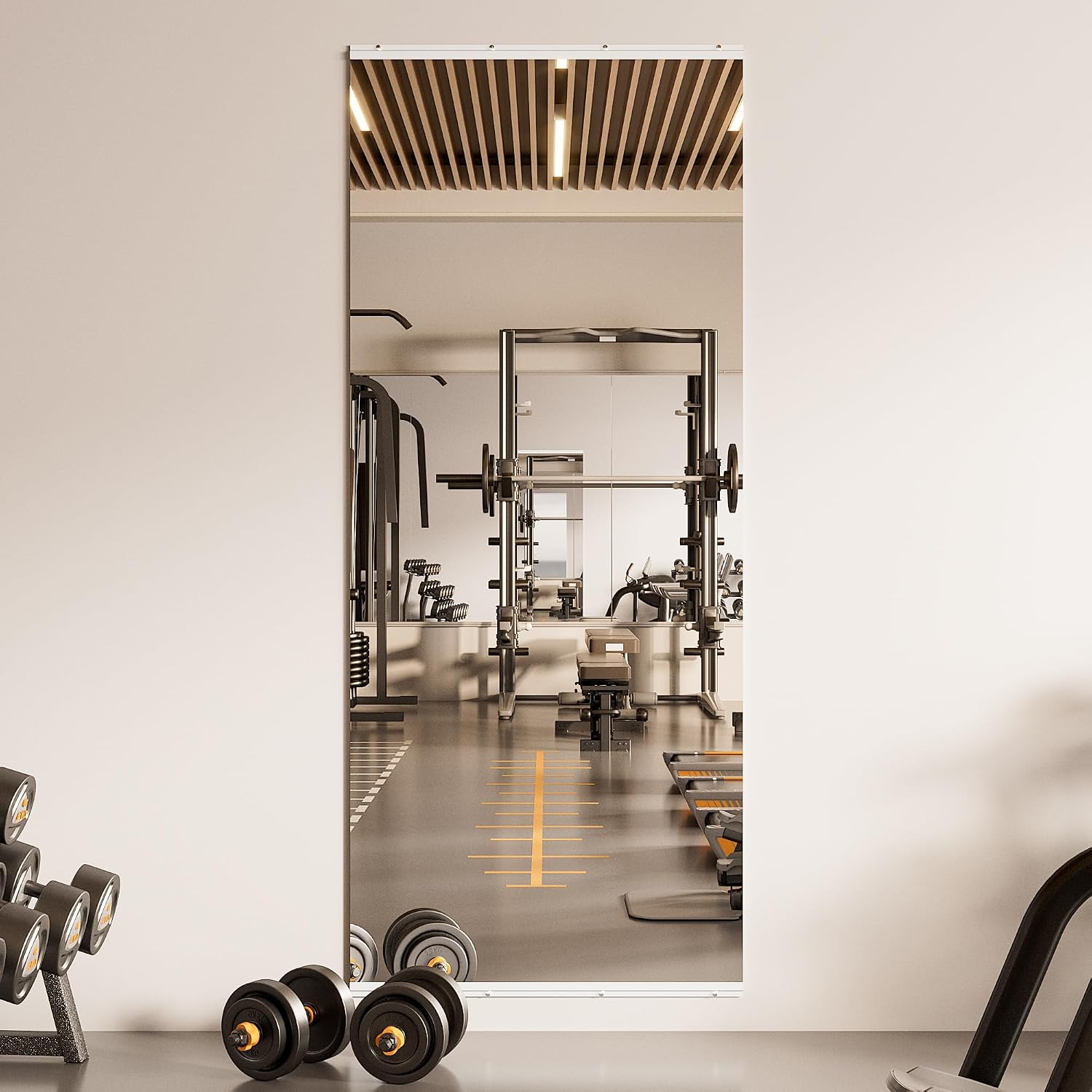 TETOTE Gym Workout Mirrors for Home Gym 72' x 30' - 1PC Large Tempered Glass Exercise Fitness Mirror Wall Mounted, Frameless Full Length Mirror for Garage, Dance Studio, Yoga, Living Room