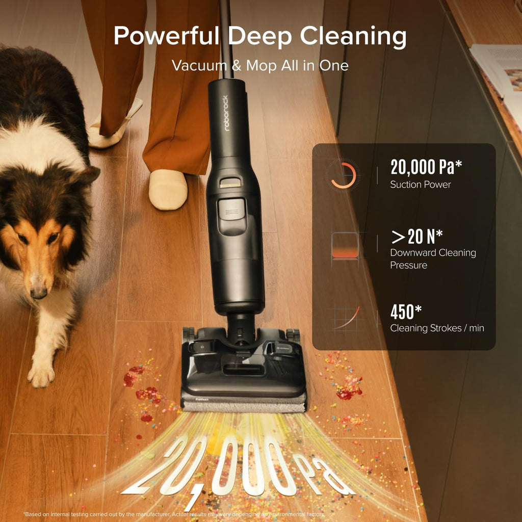 roborock F25 ACE Combo Wet Dry Vacuum Cleaner, 5-in-1 Cordless Stick Vacuum Mop, Smart Hard Floor Washer with 180° Lie-Flat, AI Assitant Wheels, Self Cleaning, 65 min Runtime, Whole House Cleaning