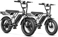 Jasion RetroVolt Electric Bike for Adults,【1500W Peak Motor & 30MPH & 70Miles】 Electric Mountain Bike, Full Suspension Ebikes for Adults, 20' Fat Tire Ebike with 48V 13Ah Battery Electric Dirt Bike