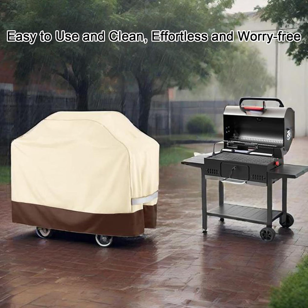 Heavy Duty Grill Cover 900D Oxford Cloth with PVC Liner, Outdoor Covers Waterproof Windproof Snowproof Sunproof, with Cinch Straps and Drawstring, with Grill Brush(Size:70 * 24 * 48in)