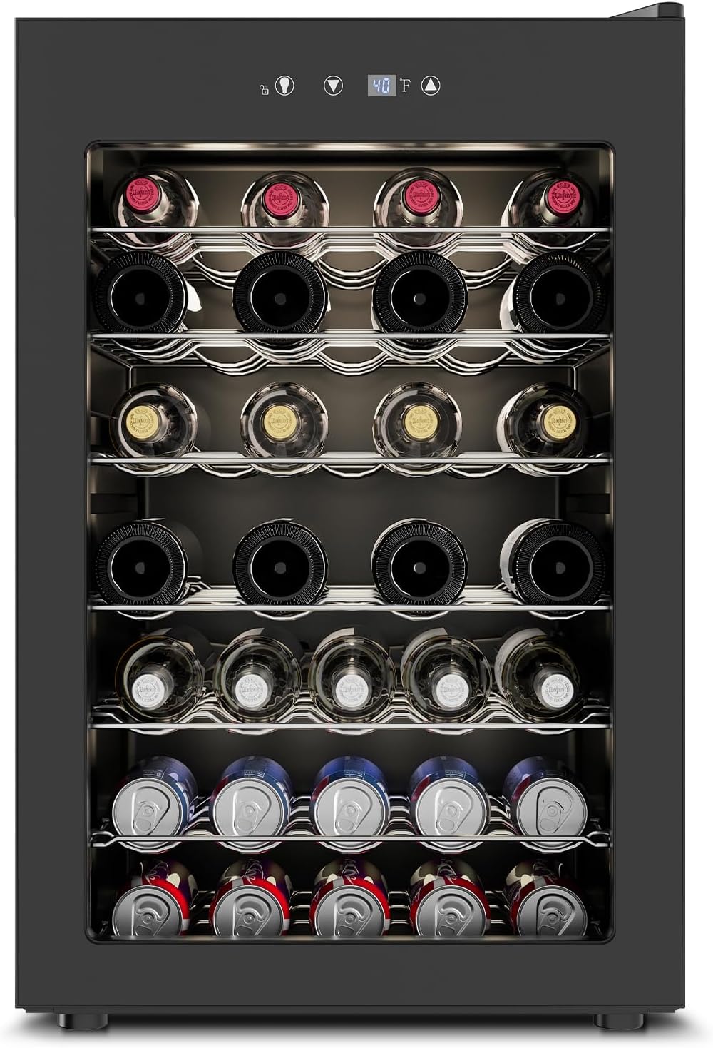 Feelfunn Wine Cooler Refrigerator - 45 Bottle Mini Wine Fridge with Glass Door for Beer Soda Water Drink, Small Wine Cellar Beverage Refrigerator for Bedroom Office Home Bar Dorm, 4.5 Cu.Ft (Black)