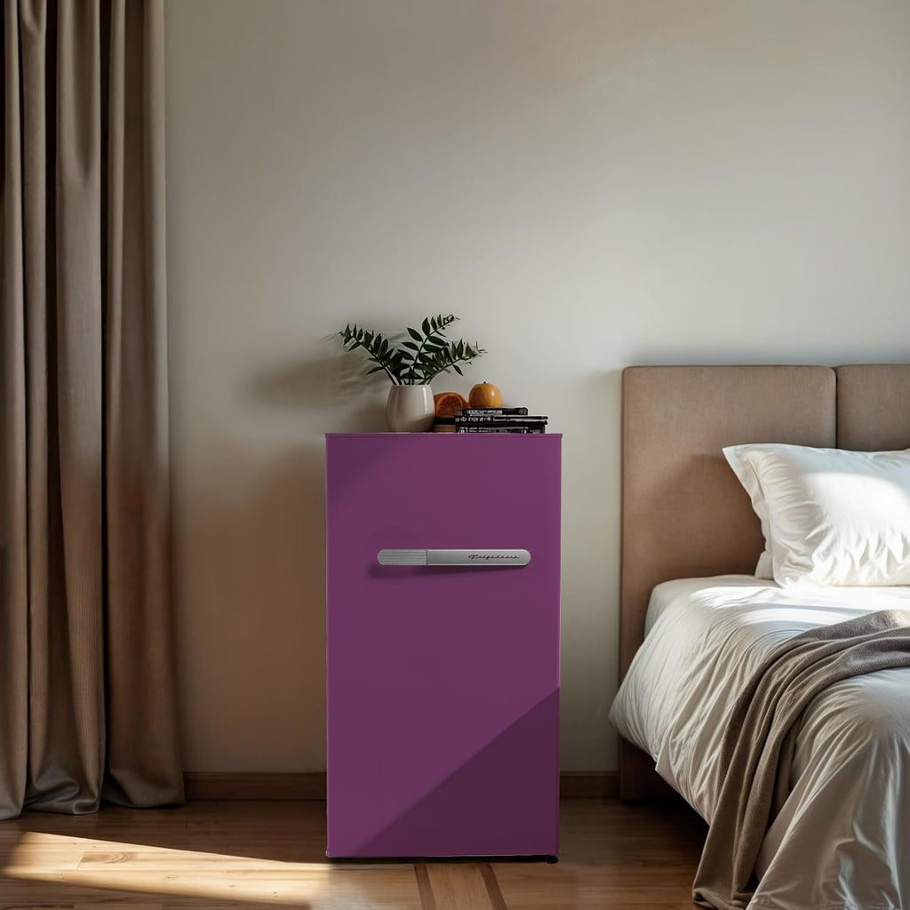 Frigidaire Refrigerator-Retro Mini Fridge Energy Saving-Adjustable Thermostat Control- Ideal for Dorm, Office, RV, Garage, Apartment 3.1 Cu Ft, PLUM