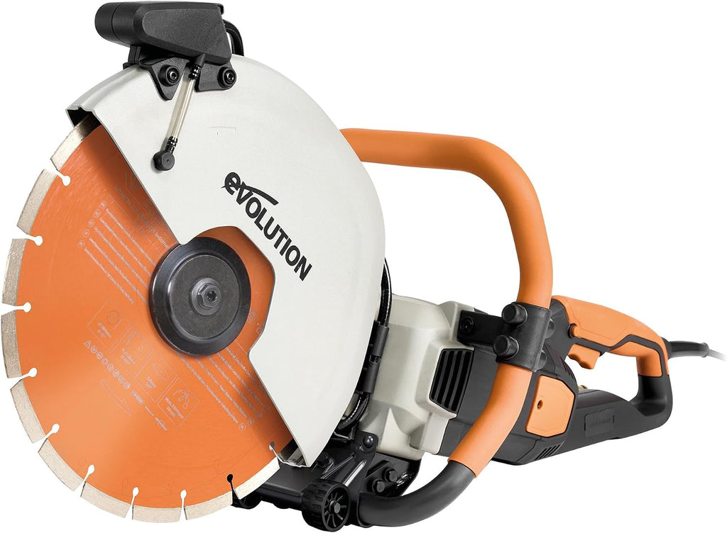 Evolution R14DCT 14' Electric Concrete Saw | High-Torque 20A Motor | 5-1/8' Cut Depth | Auto ON/OFF Dust Suppression | No Gas, Low Maintenance | 14' Diamond Blade | Heavy-Duty | 20A Plug