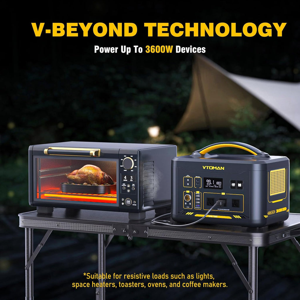 VTOMAN Jump 1800 Portable Power Station with 110W Solar Panel, 1548Wh LFP Battery 1800W AC Outlets (3600W Peak) /100W USB-C Output Fast Charge, Large Solar Generator for for Outdoor, Camping, Backup