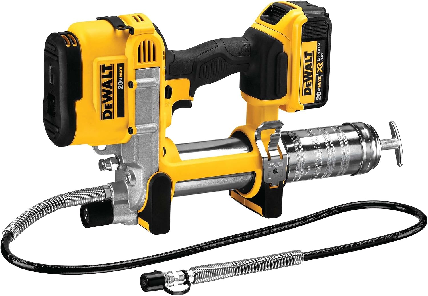 DEWALT Grease Gun Kit 20V MAX with 4.0Ah Battery and Charger, Cordless Grease Gun, LED Light, 42' Hose, 10,000 PSI, Variable Speed Triggers (DCGG571M1)