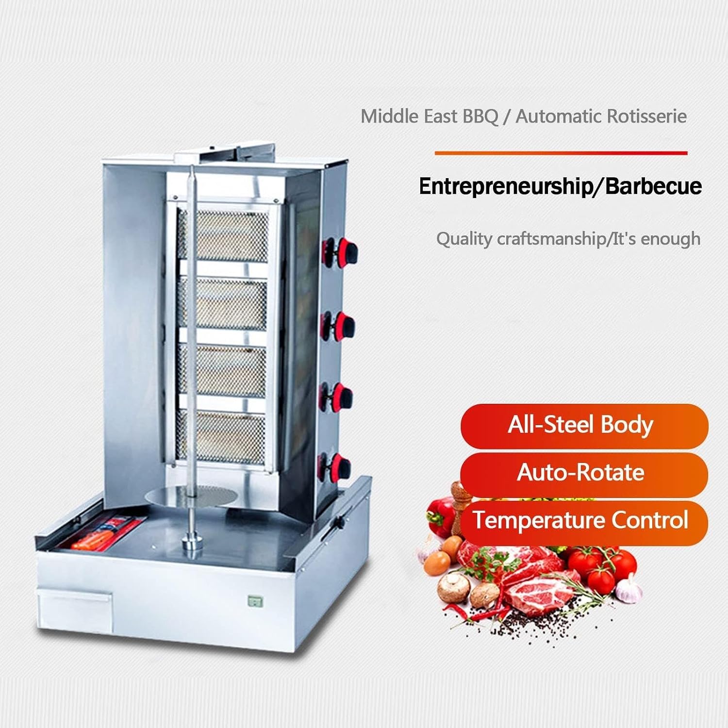 Multi-Function Gas Vertical Barbecue Oven with Large Capacity, Stainless Steel, Resistant, Rotating Barbecue Meat Roaster Grill Machine Rotisserie Grill for Home Use Infrared Roaster Oven