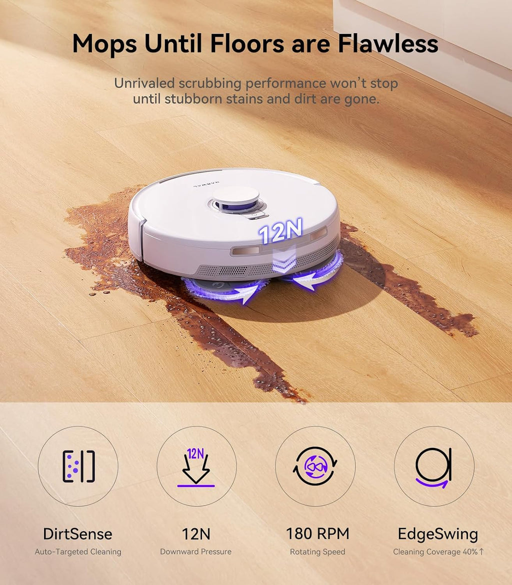 Narwal Freo X Ultra Robot Vacuum and Mop Combo, 8200Pa Robot Mop & Vacuum, Auto Mop Drying/Washing, Self-Empty, Zero-Tangling, DirtSense™, Maintenance-Free Base Station (Renewed)