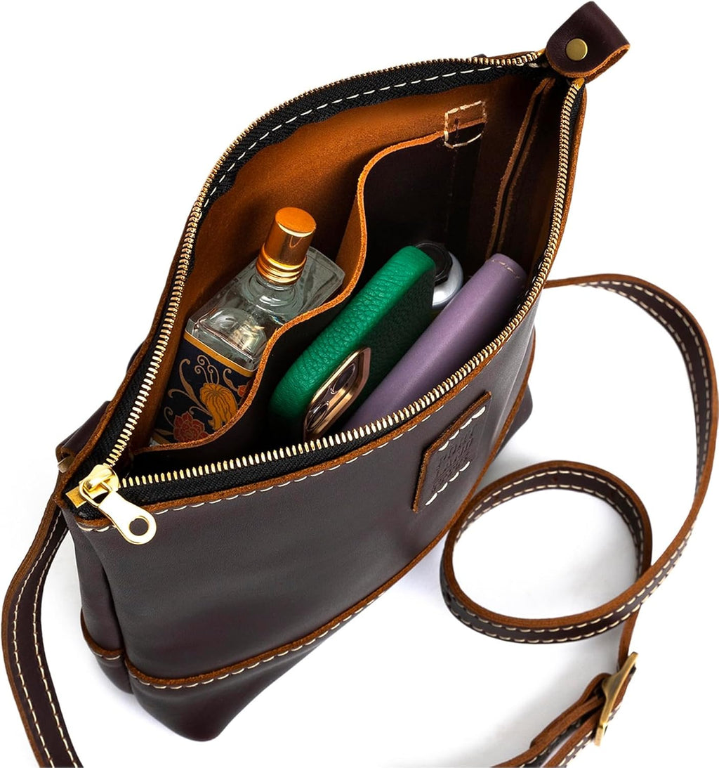 Portland Leather Goods Festival Bag – Lightweight Leather Crossbody Purse – Handmade from the Finest Full-Grain Hides