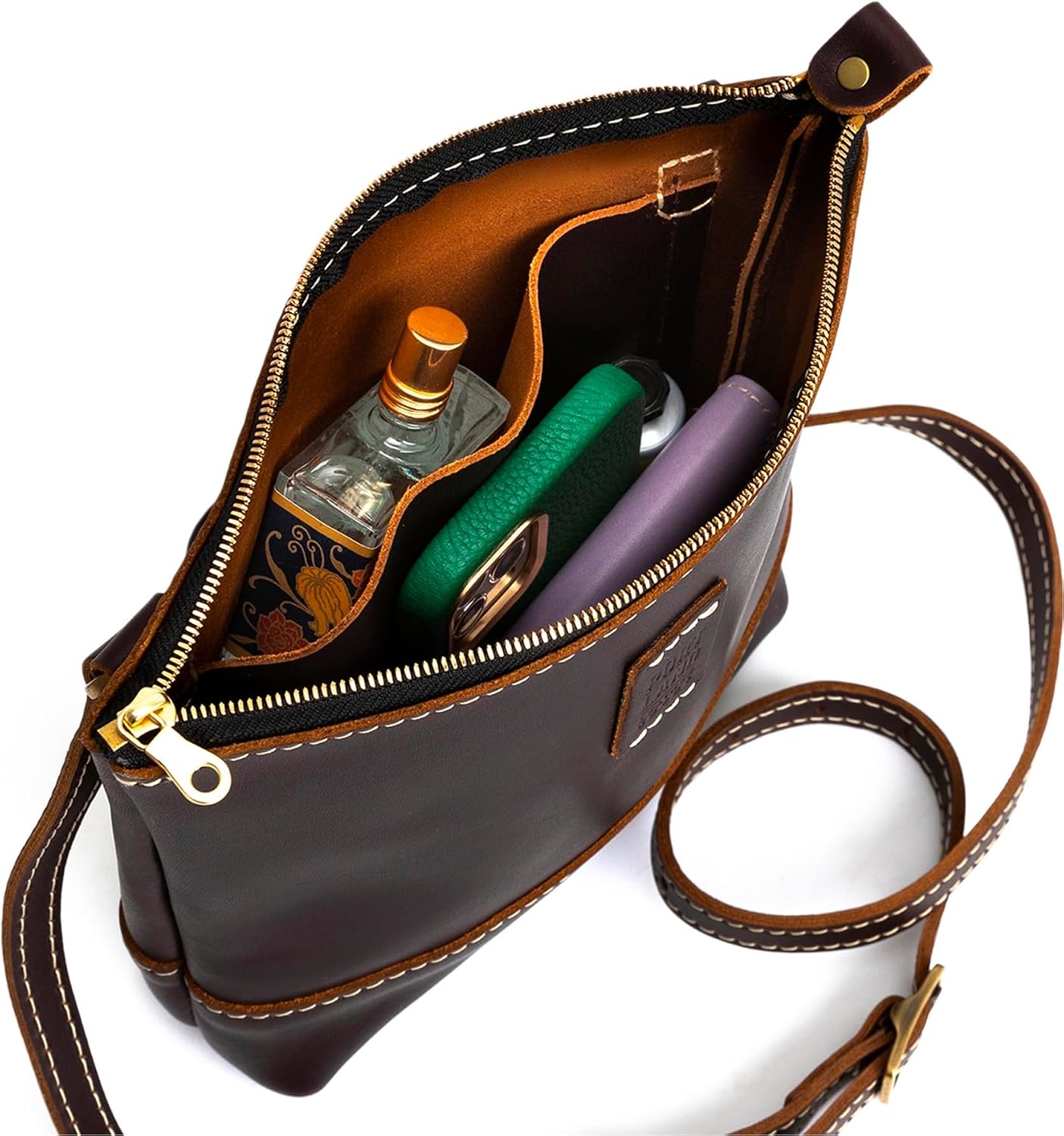Portland Leather Goods Festival Bag – Lightweight Leather Crossbody Purse – Handmade from the Finest Full-Grain Hides