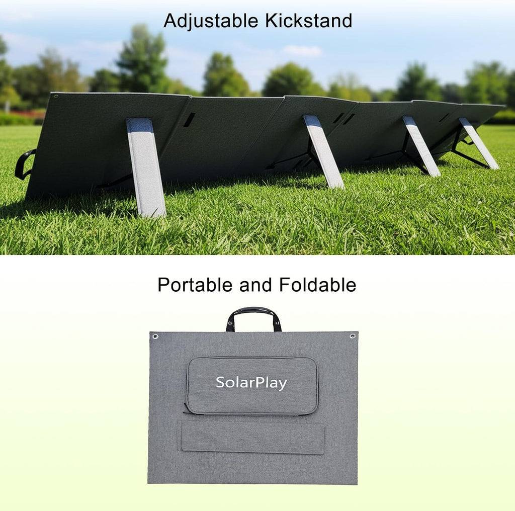 SolarPlay 400W Portable Solar Panel with Adjustable Kickstands, Foldable Solar Panel for Power Station, RV, Camping, Power Backup, Outdoor Generators, Blackout