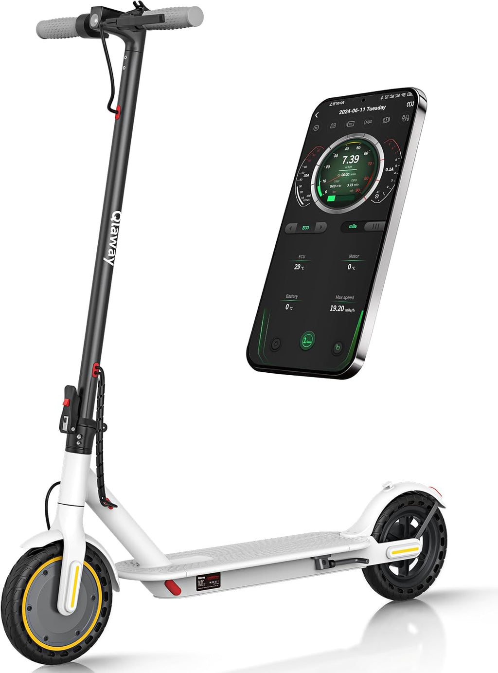 Qlaway Electric Scooter for Adults, 350W/500W Motor, 16-22 Miles Range, 8.5'/10' Solid Tires, Dual Braking & Suspension, Folding Portable Commuting E-Scooter with App