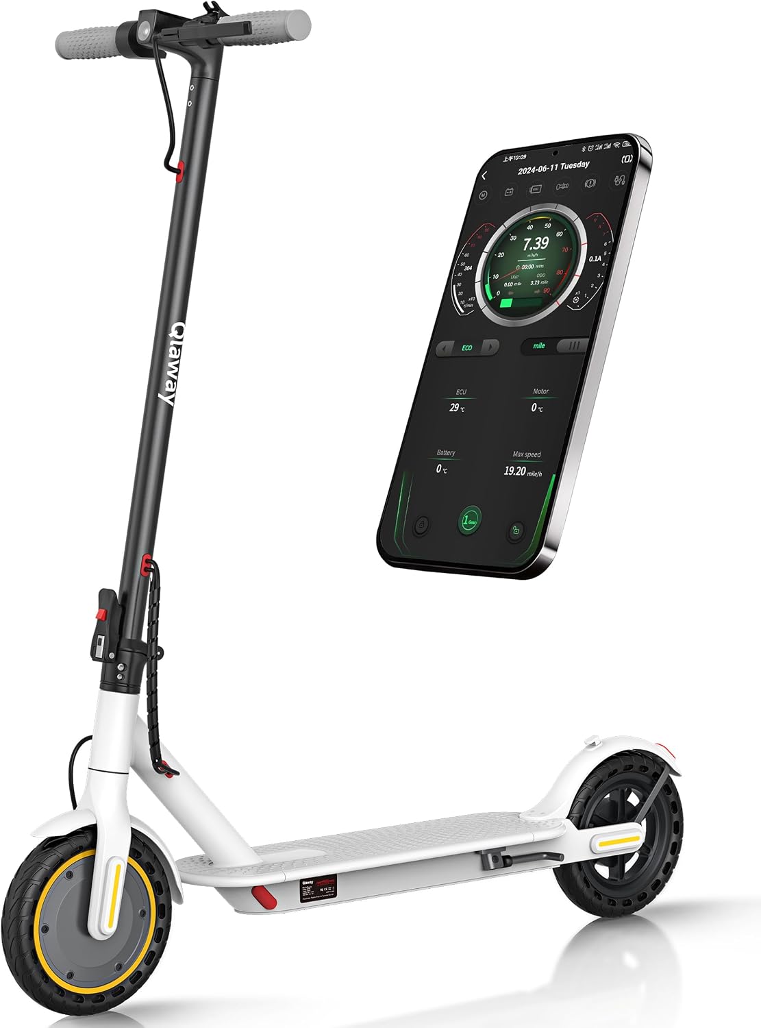 Qlaway Electric Scooter for Adults, 350W/500W Motor, 16-22 Miles Range, 8.5'/10' Solid Tires, Dual Braking & Suspension, Folding Portable Commuting E-Scooter with App