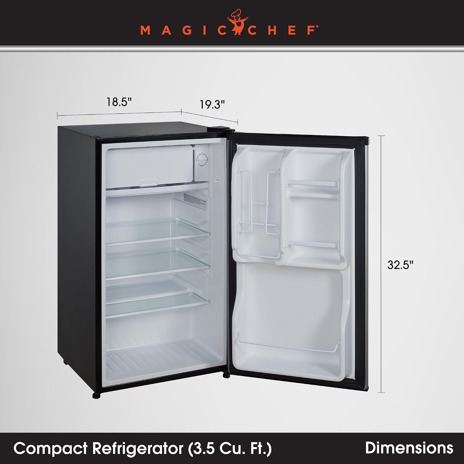 Magic Chef 3.5 cu. ft. Mini Refrigerator in Black with Freezer Section