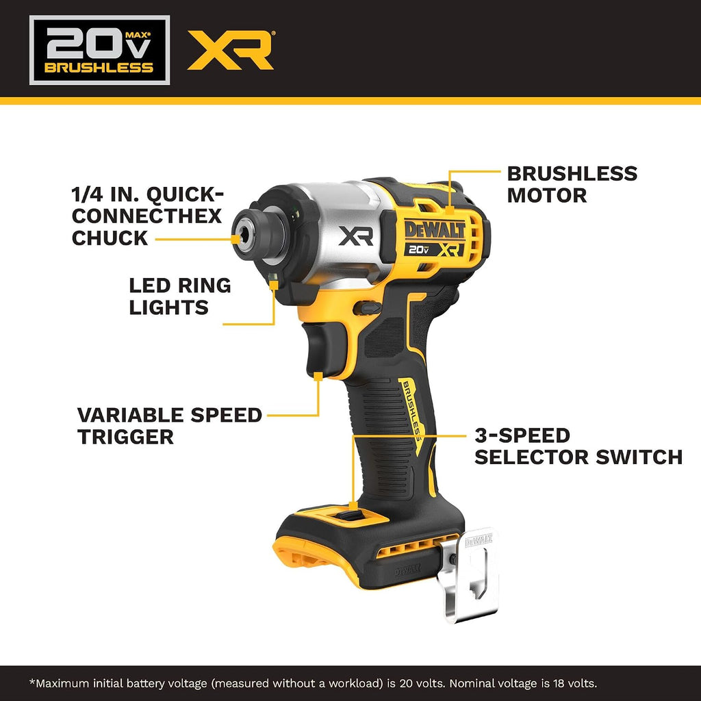DEWALT 20V MAX Impact Driver, Cordless, 3-Speed, Battery and Charger Included (DCF845P1)