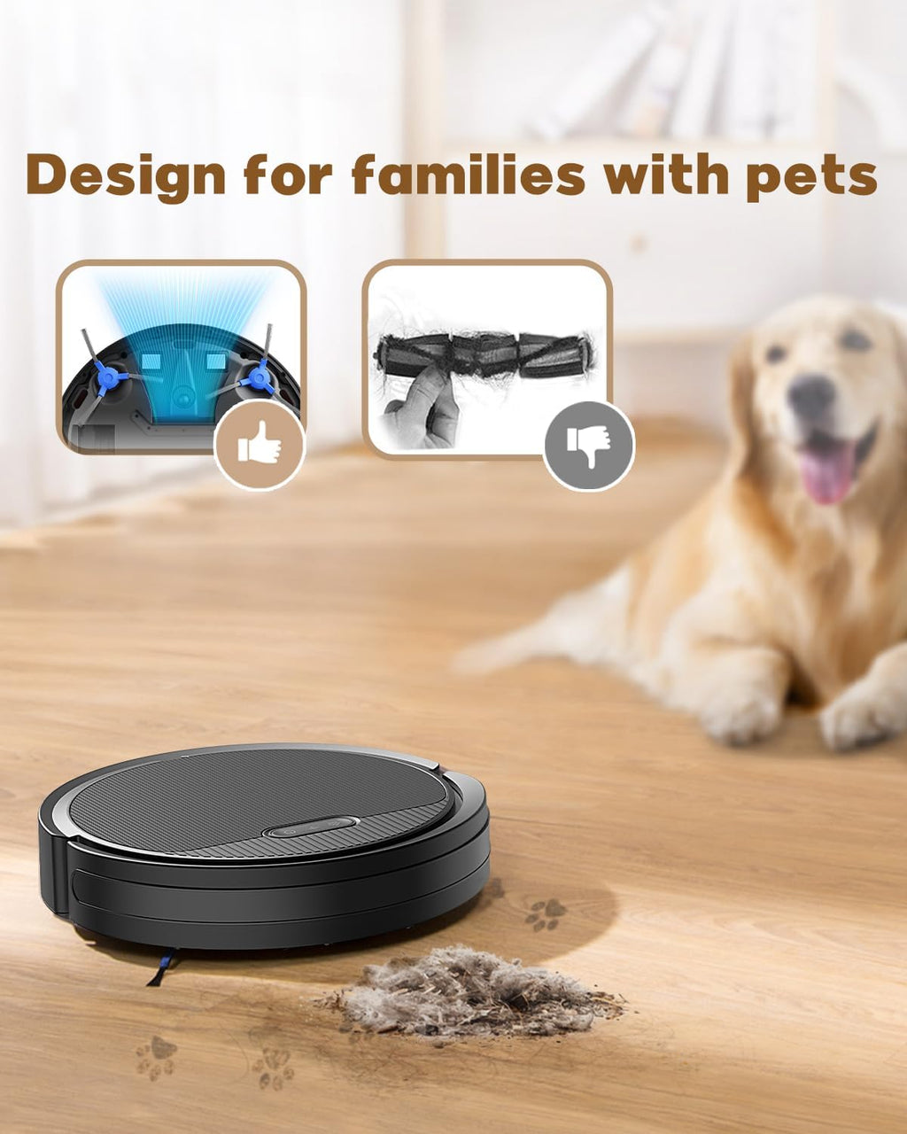 V3 3 in 1 Robot Vacuum and Mop with 5000Pa Suction Power, Work with 2.4GWifi/ Alexa/App/, Self-Charging Vacuum Cleaner, Tangle-Free, Ideal for Pet Hair,Carpet and Hard Floor