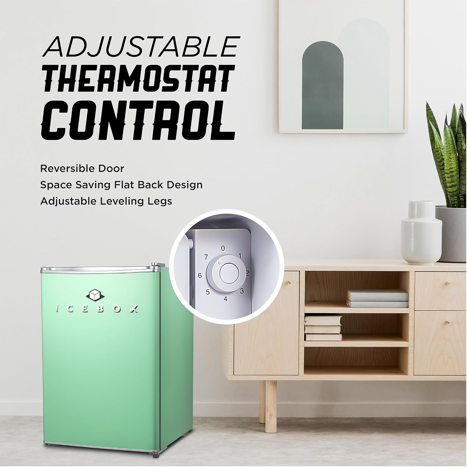ICEBOX 2.5 Cu. Ft. Compact Refrigerator, ENERGY STAR Certified Small Refrigerator, Single Door Mini Fridge with Chiller Compartment, R600a Refrigerant, IBCR25MNT, Mint Green