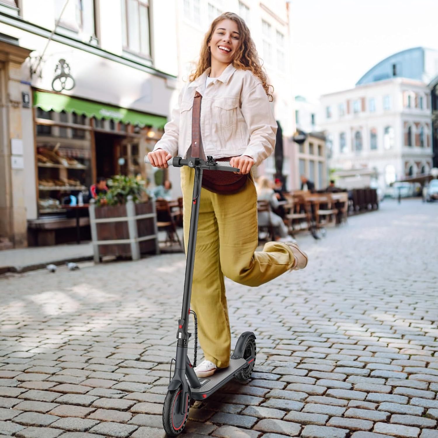 Qlaway Electric Scooter for Adults, 350W/500W Motor, 16-22 Miles Range, 8.5'/10' Solid Tires, Dual Braking & Suspension, Folding Portable Commuting E-Scooter with App