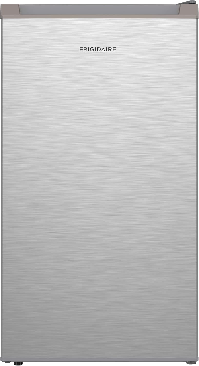 Frigidaire Mini Refrigerator, Compact Freezer Compartment, Adjustable Thermostat Control, Reversible Door, Contemporary Series, 3.2 cu ft, Platinum