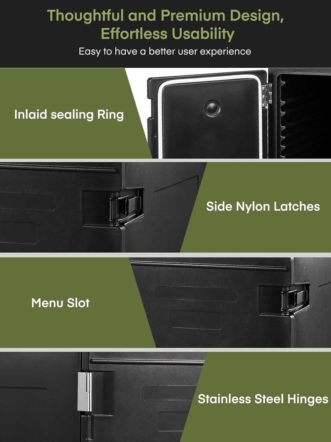 Catering Food Warmer, LLDPE Insulated Food Pan Carrier for Stackable, Handles, Hot Box Food Warmer for Party, Restaurant 2Pcs