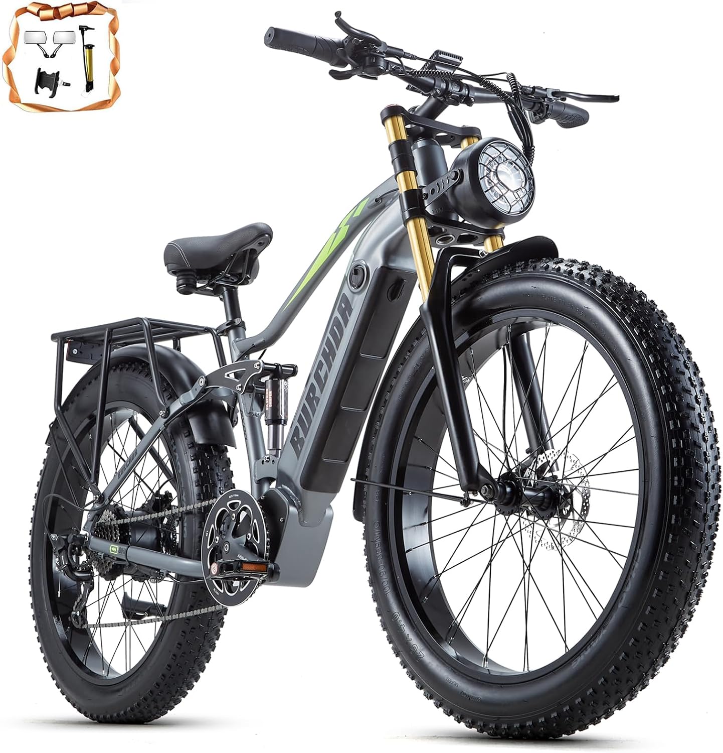 DAMSON Electric Bike for Adults Dual Motor AWD 5000W/3000W/1500W Peak 40MPH/30MPH Dirt Ebike, 52V/48V Max-Output Up to 65/80/120/160 Miles Long Range, 26' Full Suspension Fat Tire Mountains Bicycle