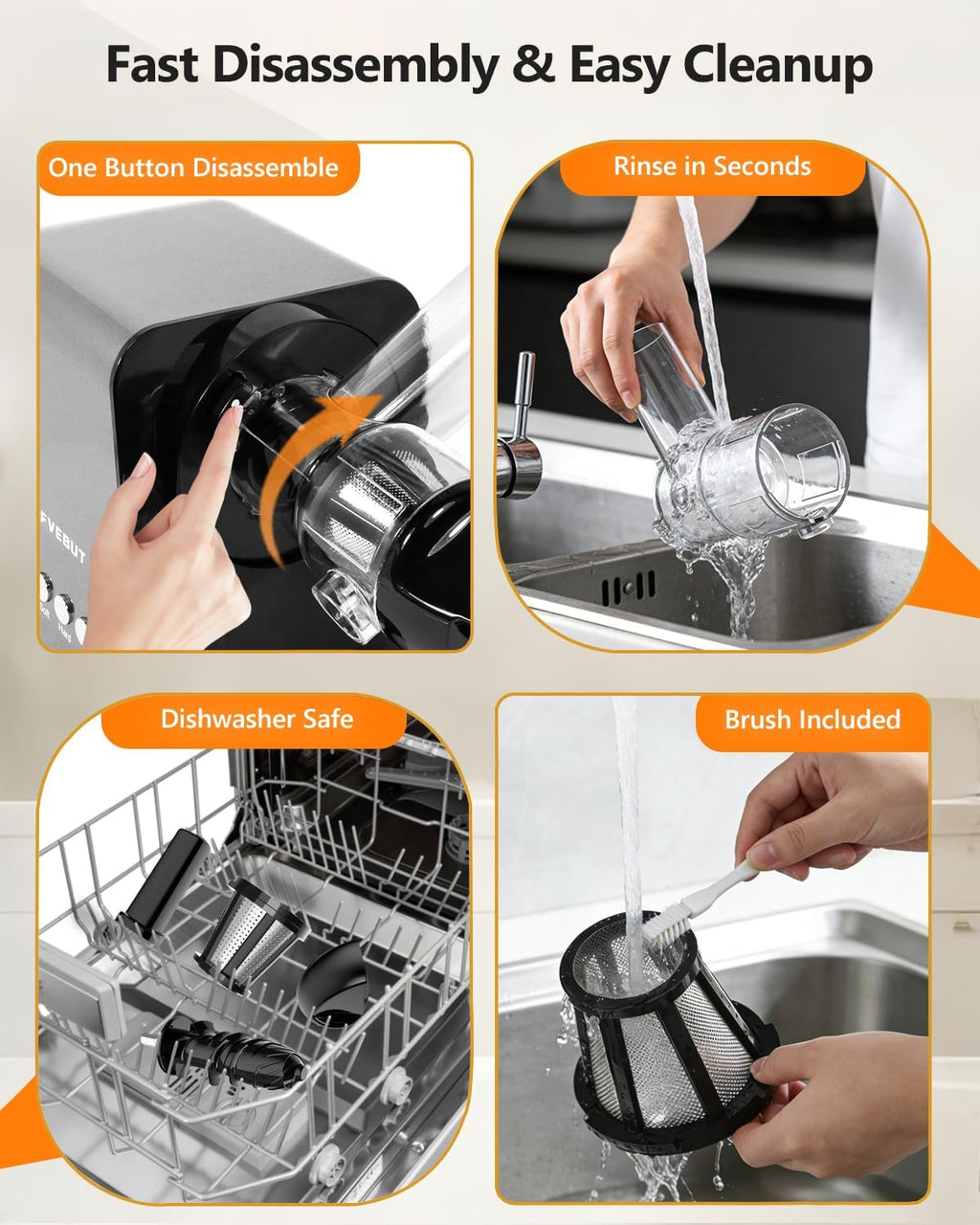 2026 LUFVEBUT Slow Cold Press Juicer with Reverse Function, Masticating Juicer Machines or Soft & Hard Vegetable Fruit High Juice Yield, Easy to Clean 250W High Power BPA-Free Dishwasher Safe