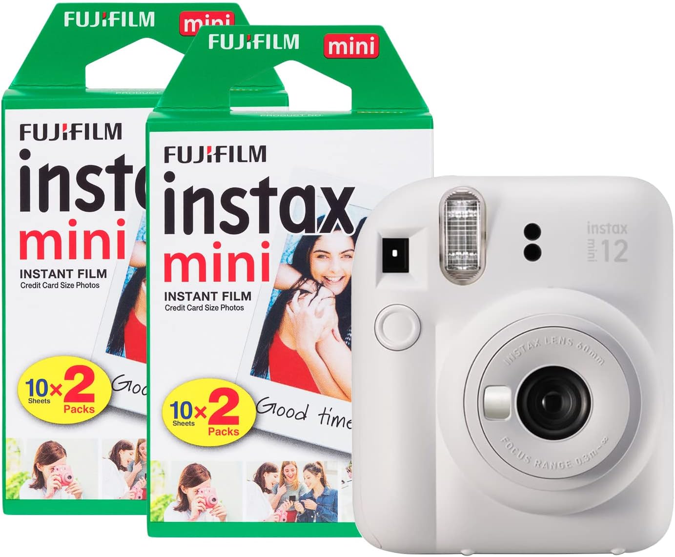 Fujifilm Instax Mini 12 Instant Camera with 40 Shot Film Pack - Clay White