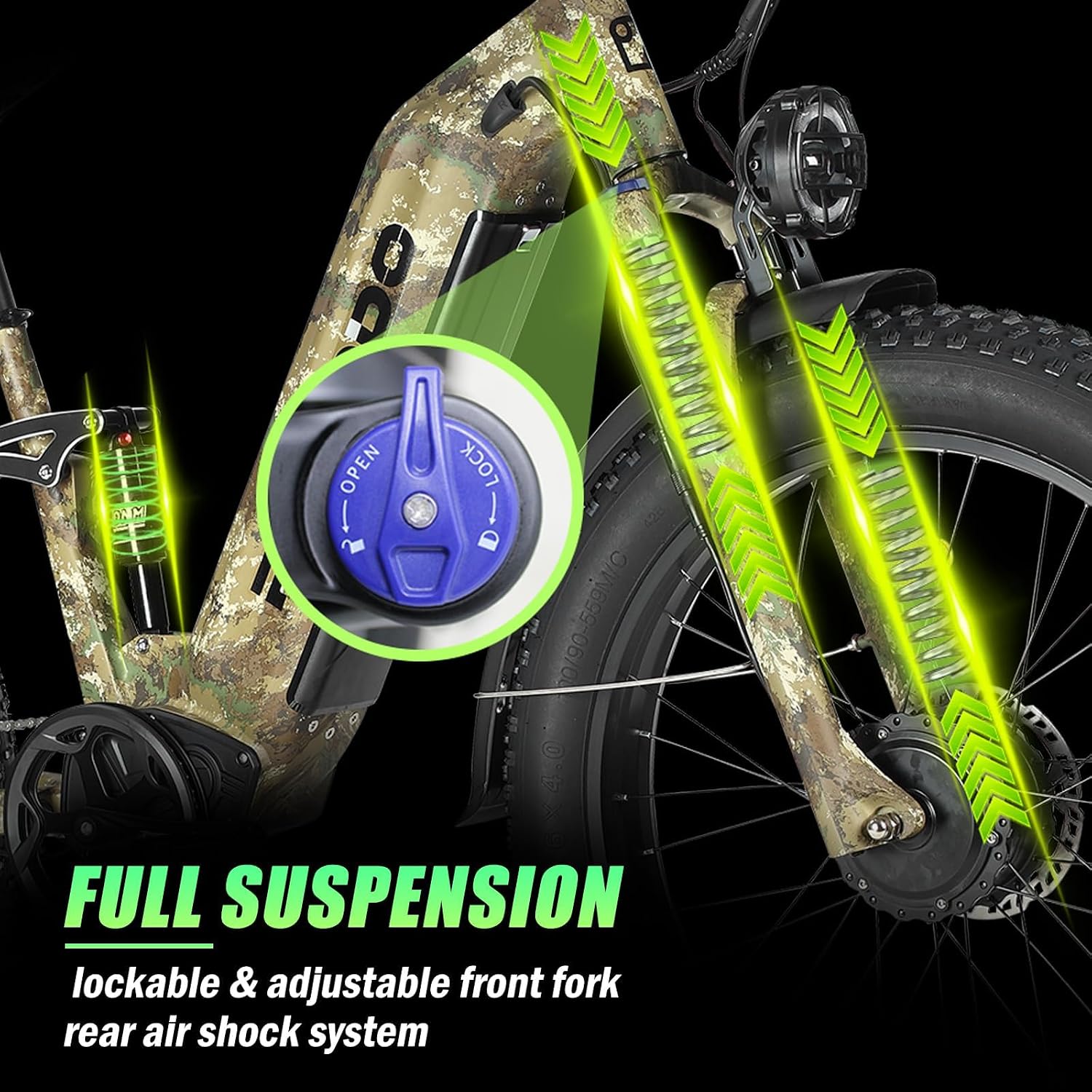 Electric Bike for Adults, 5000𝕨 Dual Motor E-Bike, 60V 32AH Long Range Dirt Bike, Fat Tire Hunting Ebike for All Terrain, Full Suspension Electric Bicycle