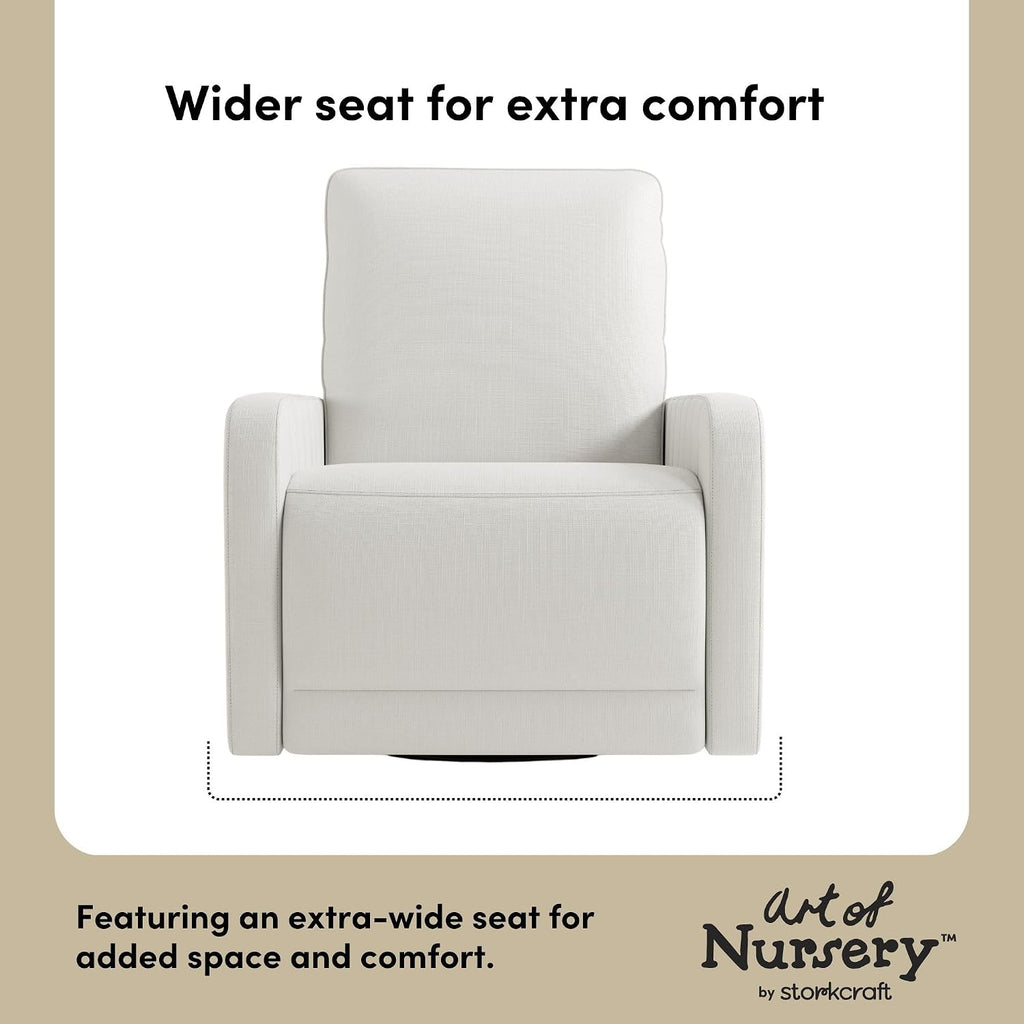 Storkcraft Kyoto Deluxe Extra-Wide Power Recliner Swivel Glider – Premium Electronic Nursery Wide Glider Rocking Chair, Oeko-TEX 100 Certified, Includes Dual-USB Charging Port (Ivory Basketweave)