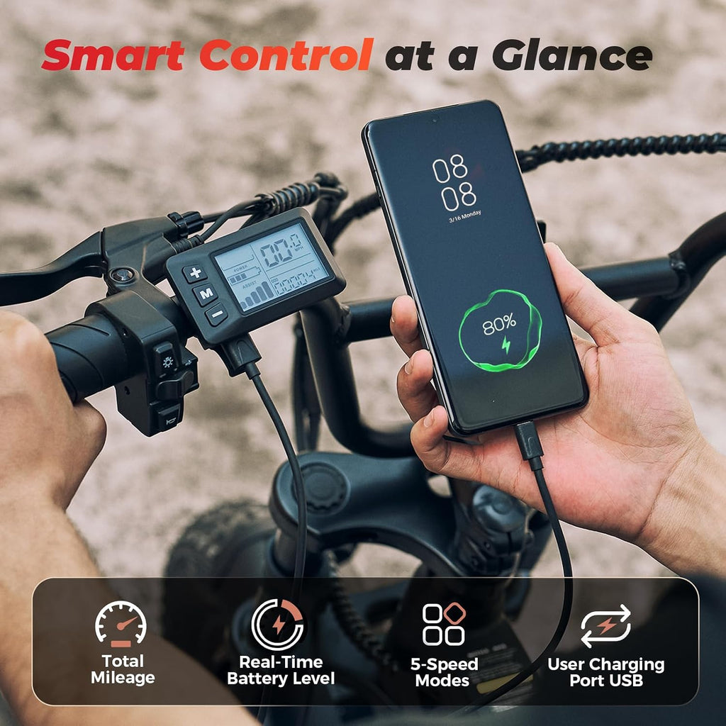 Electric Bike for Adults Teens, 1500/1000W Peak Motor Retro Electric Dirt Bike 55 Miles Pas Range, 20/16' Fat Tire 20MPH Full Suspension Banana Seat Ebikes with Pump, All-Terrain