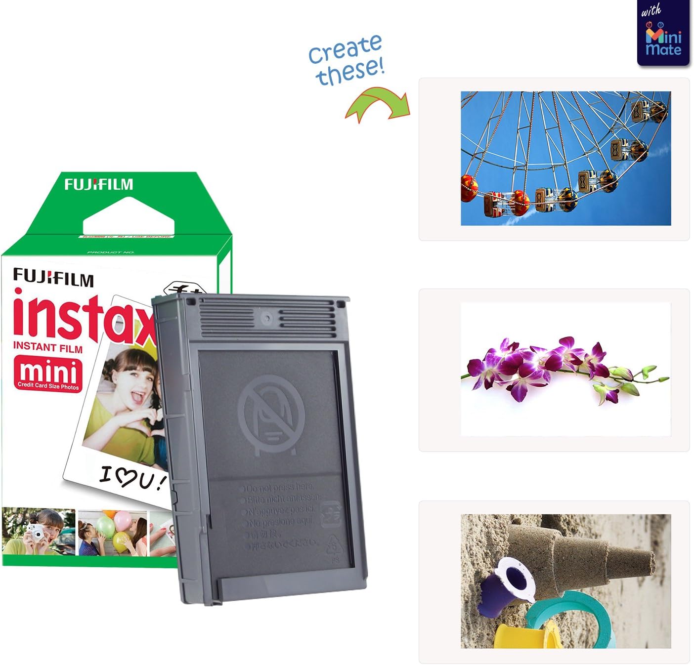Fujifilm Instax Mini 11 Instant Camera Blush Pink + MiniMate Accessories Bundle + Fuji Instax Film Value Pack (40 Sheets) Accessories Bundle, Color Filters, Album, Frames