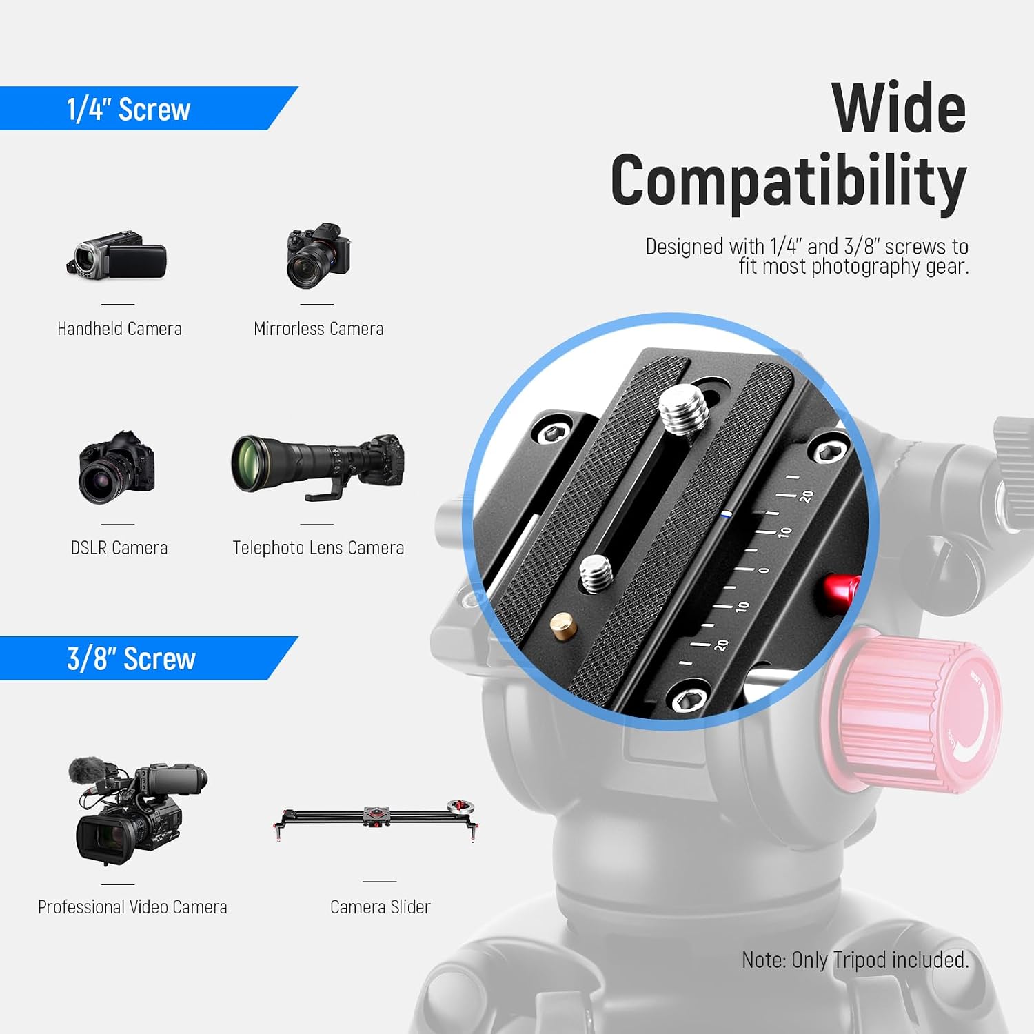 NEEWER 79'/200cm Video Tripod, Heavy Duty Aluminum Alloy Camera Tripod Stand with 360° Fluid Drag Head, QR Plate Compatible with Canon Nikon Sony and Other DSLR Camera Camcorder, Load Up to 17.6lb/8kg