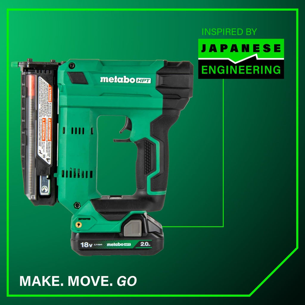 Metabo HPT 18V MultiVolt Cordless Compact Pin Nailer Kit, 23 Gauge Nailer with Power Tool 2.0Ah Lithium Ion Battery, Drives 5/8' to 1-3/8' Headless Pin Nails, 5-Year Warranty, NP1835DA