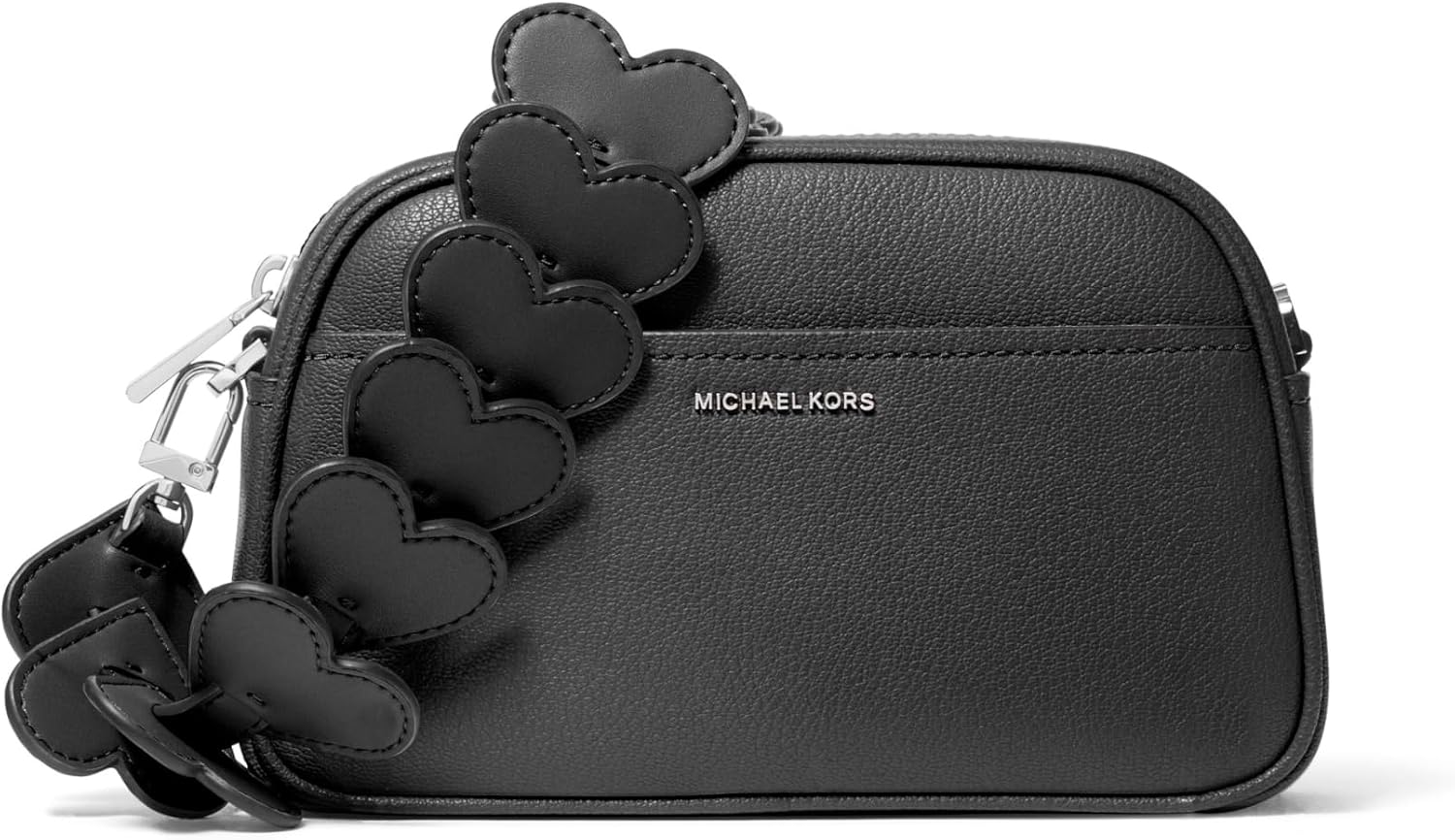 Michael Kors Jet Set Small Camera Crossbody Bag, Silver-Tone Hardware/Leather w/Heart