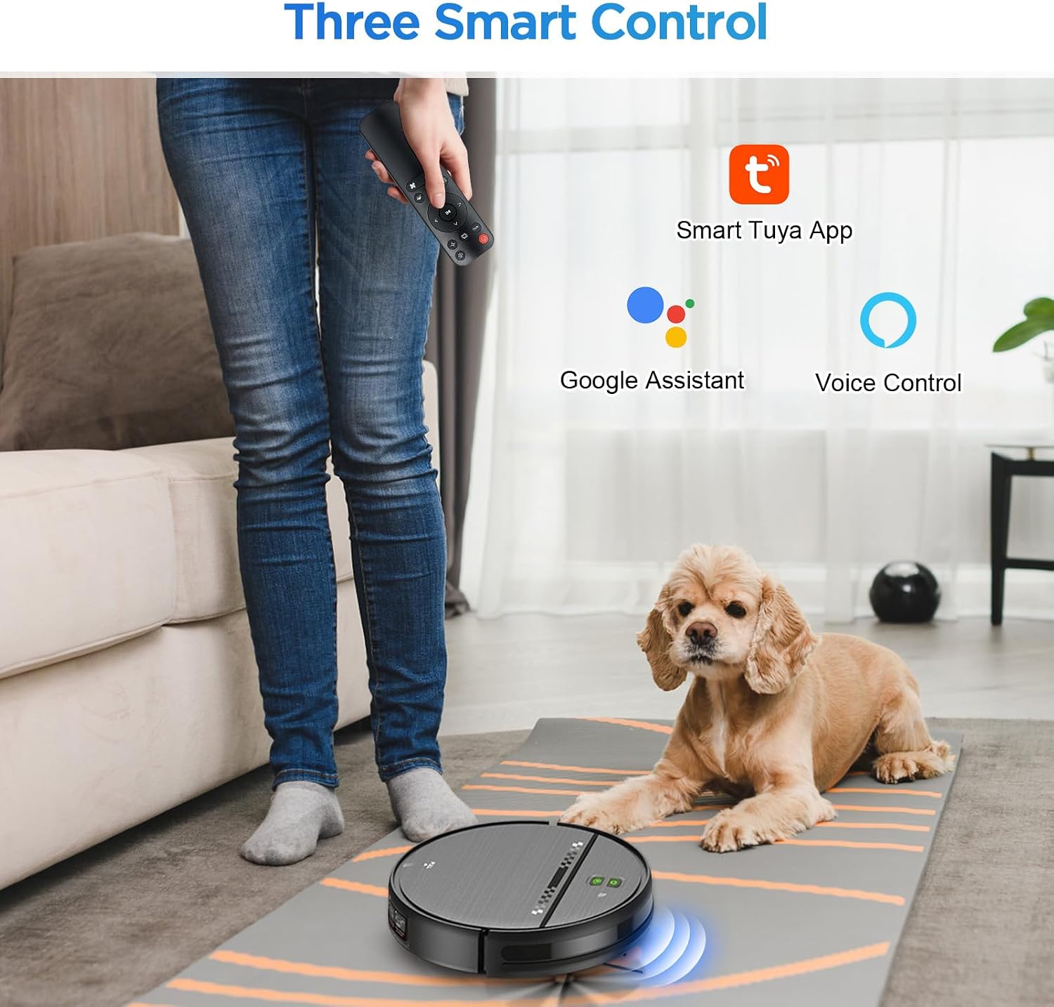 Robot Vacuum and Mop Combo, 2-in-1 Robot Vacuum Cleaner, Perfect for Pet Hair, Hard Floor and Carpet, Anti-Bump, Anti-Fall, App, Voice and Remote Control