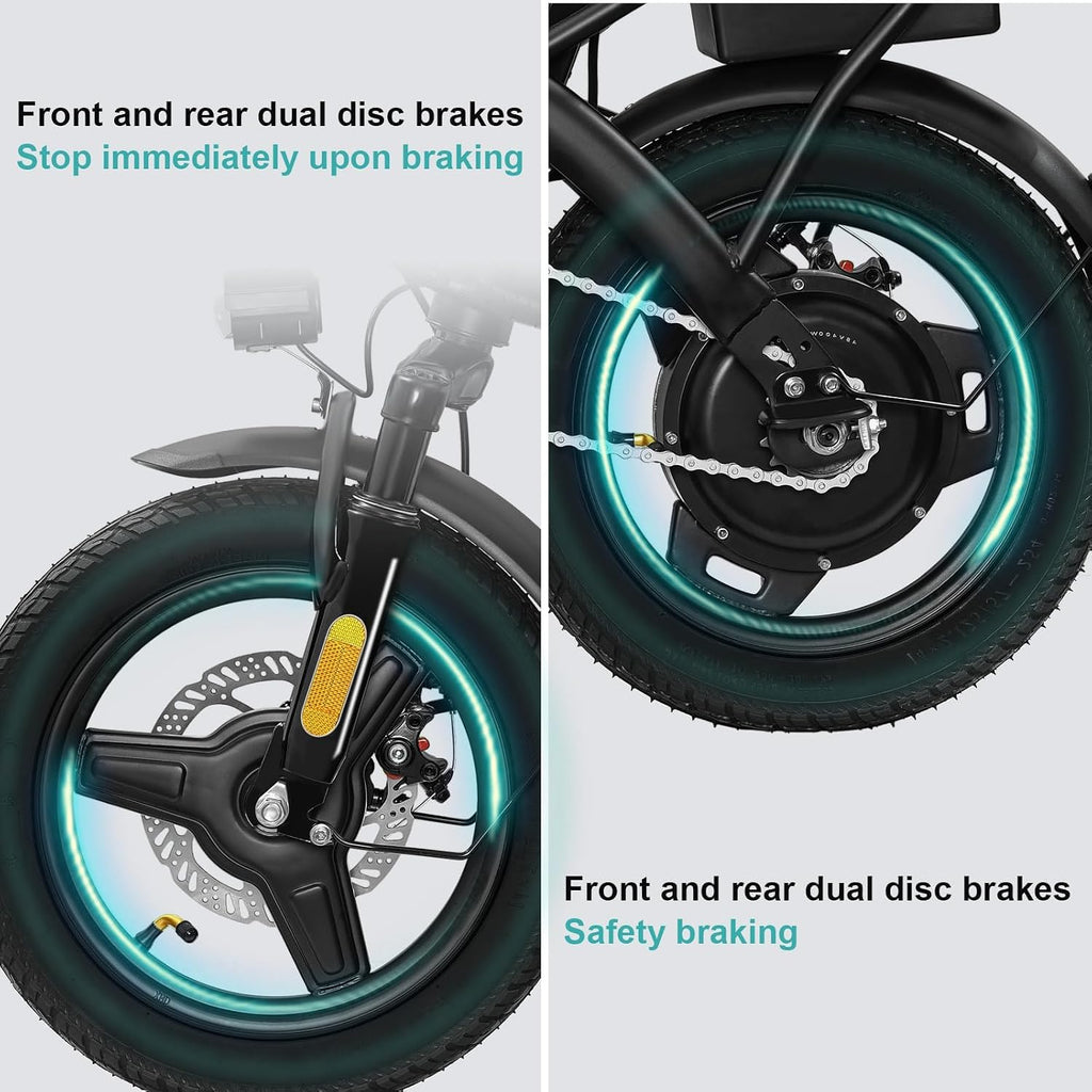Electric Bike for Adults and Teens, Folding Ebike,Commuter City Foldable E Bike with 560W Motor and 48V 10Ah Battery, 24 MPH Speed Pedals Assist, Dual Disc Brakes,14' Compact Electric Bicycle