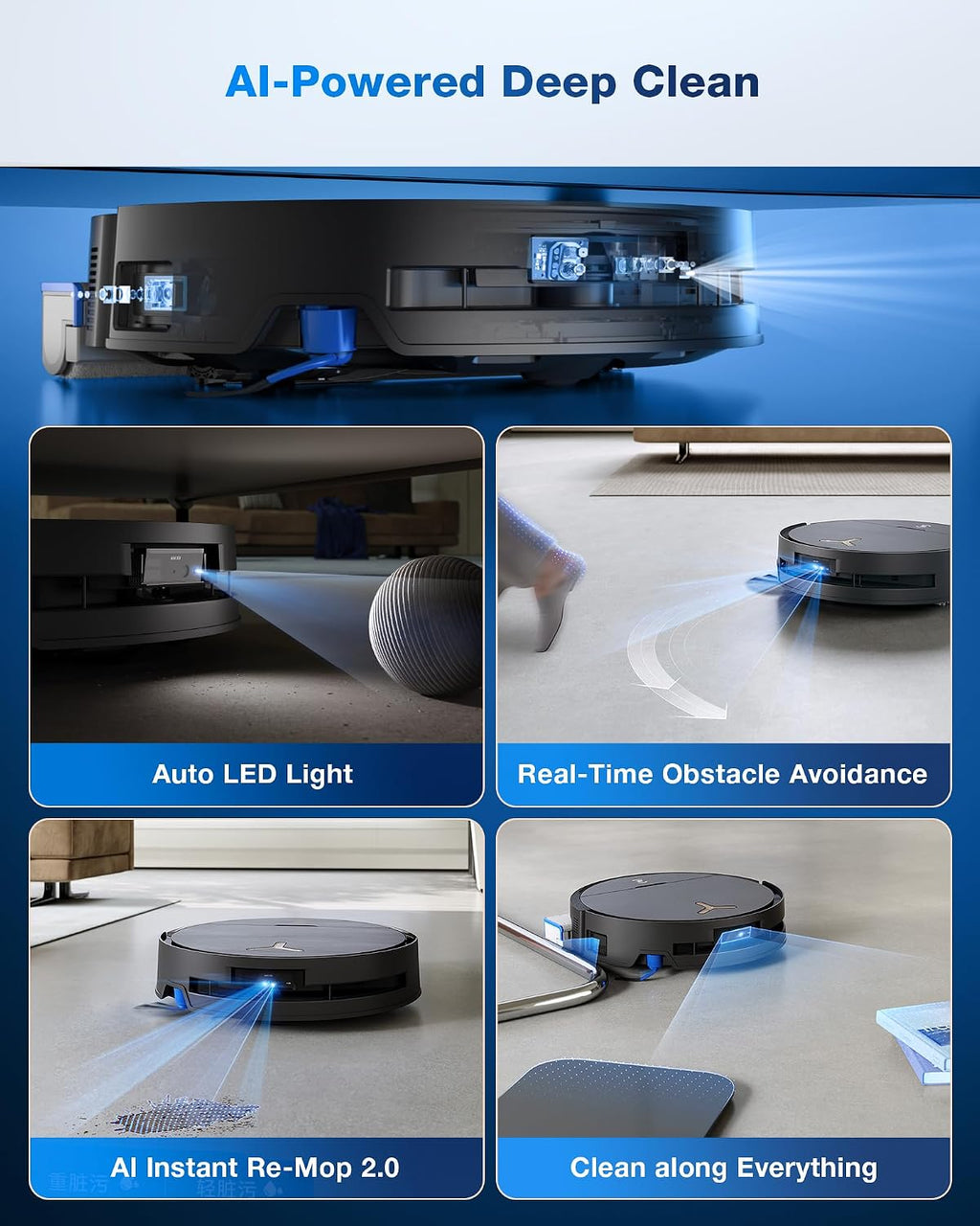 ECOVACS DEEBOT X9 PRO Omni Robot Vacuum and Mop, 16,600Pa Suction, OZMO Roller Self-Washing Mop, ZeroTangle 3.0, Triple Lift System, AI Navigation, Hands-Free Station