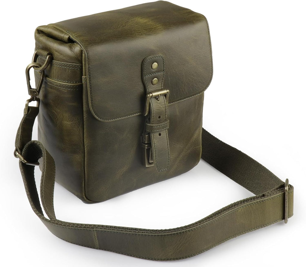 MegaGear Genuine Leather Camera Messenger Bag Mirrorless Portable electronic device cover