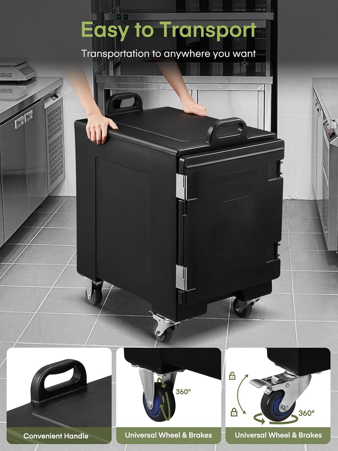 Catering Food Warmer, LLDPE Insulated Food Pan Carrier for Stackable, Handles, Hot Box Food Warmer for Party, Restaurant 2Pcs