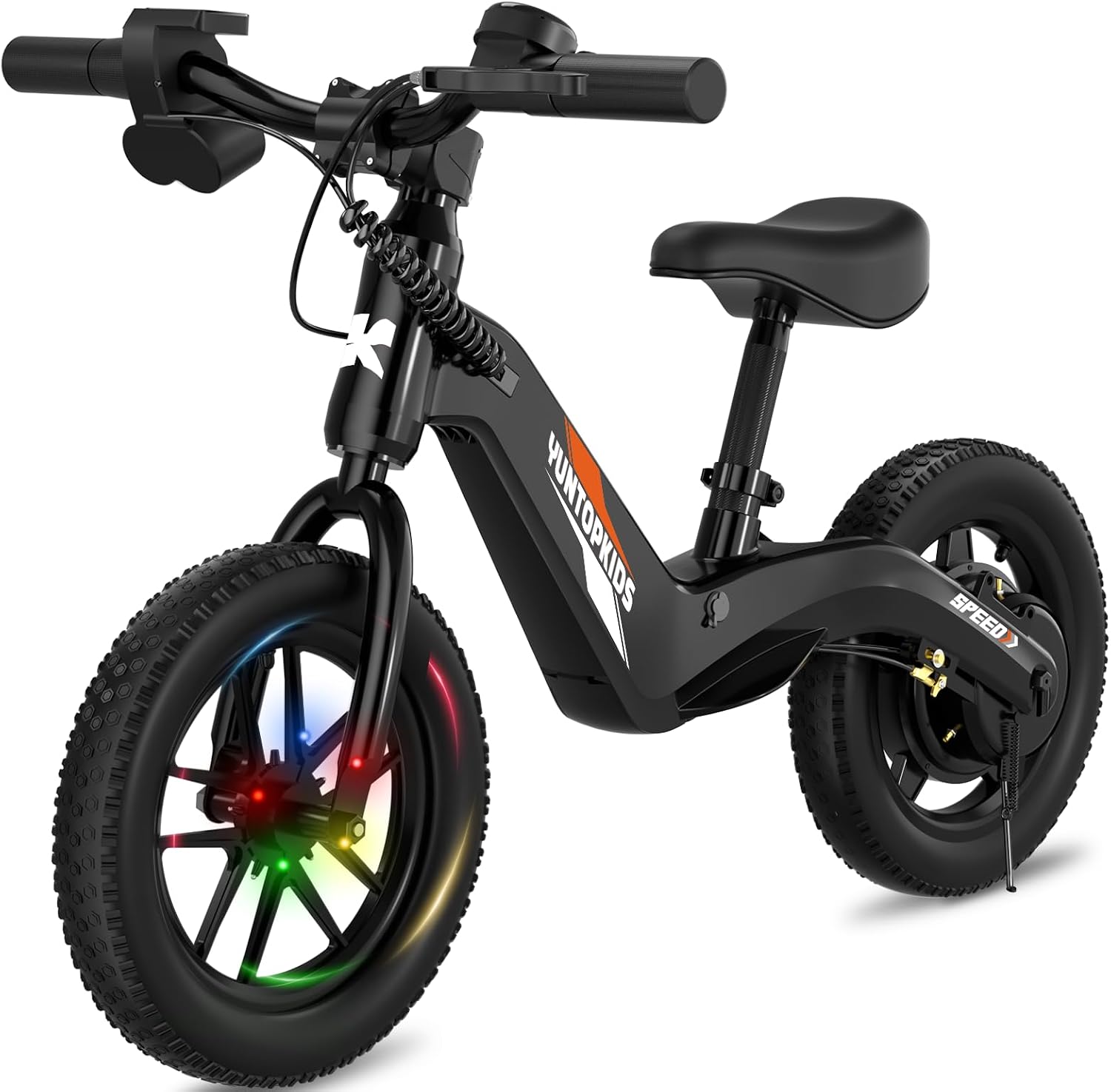 YunTopKids Electric Balance Bike for Kids Ages 3-5, 12 Inch Tires,Safe Start,3 Speeds up to 9.3 MPH,LCD,180W 24V Kids Electric Bike with Adjustable Seat,Fast Charger,LED Light
