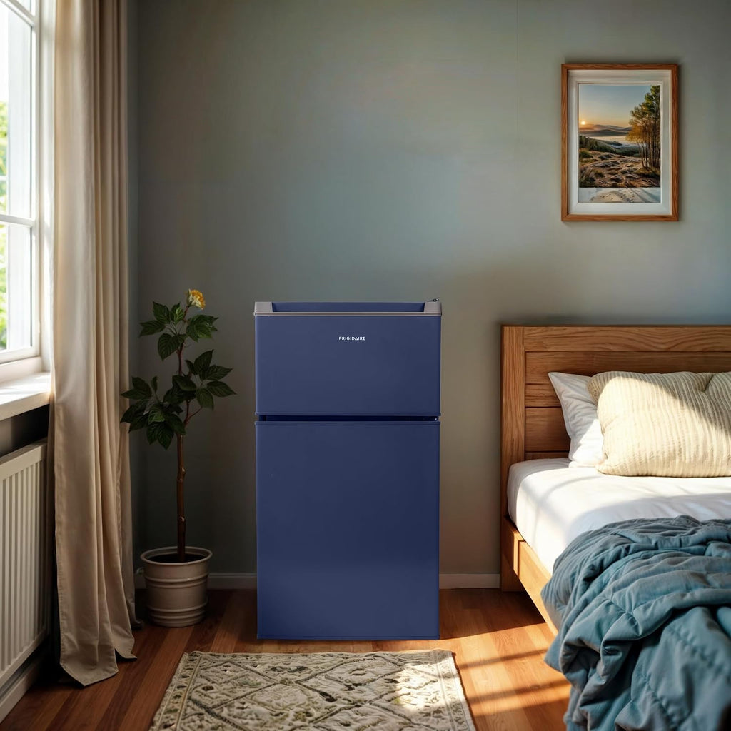 Frigidaire Compact Refrigerator with Top Freezer - 2 Door Fridge with 3.2 Cu Ft, Contemporary Series, Blue