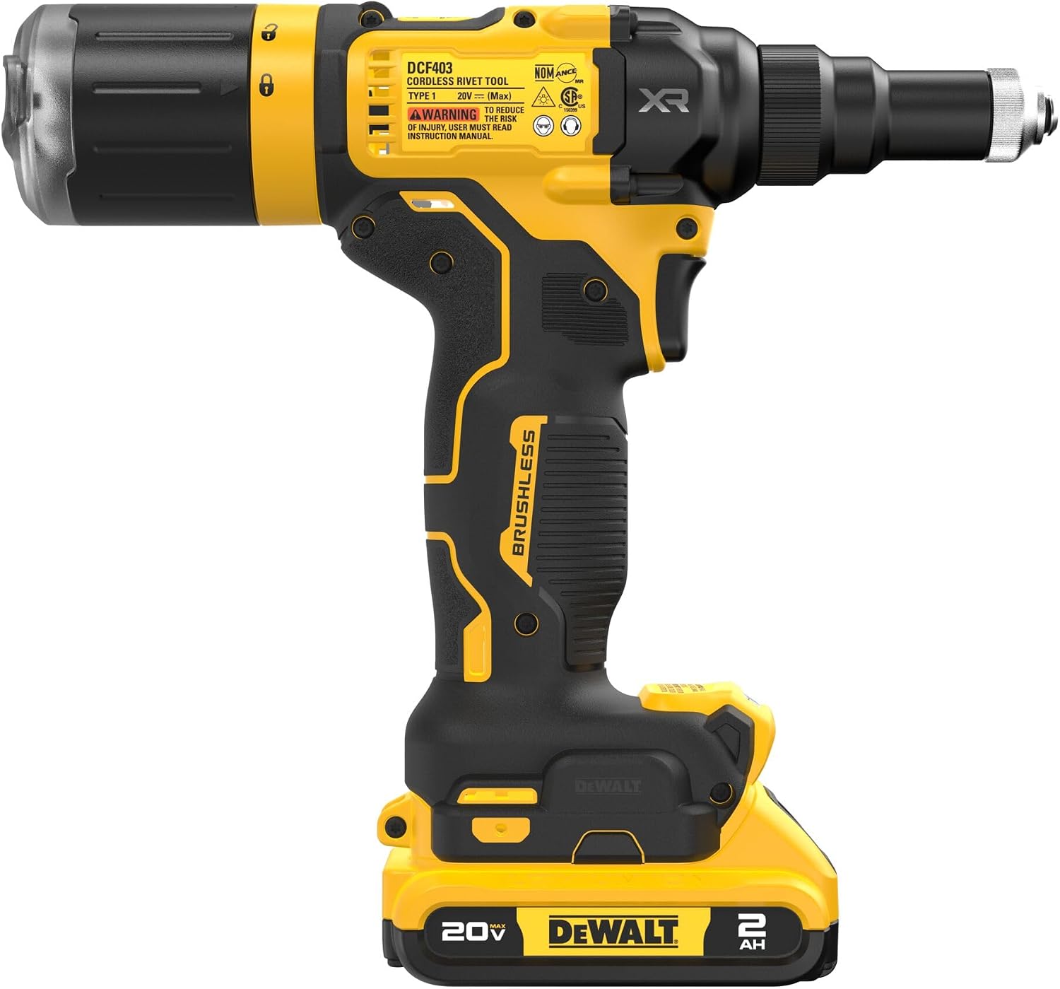 DEWALT 20V MAX XR Cordless Rivet Tool, 3/16', Battery and Charger Included (DCF403D1)