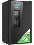 Nutrichef Beer Fridge 108 Can Capacity | Freestanding Beverage Refrigerator with Glass Door for Beer & Soda | Adjustable Temperature 21°F to 64°F | Adjustable Shelves | 19 x 17 x 33 IN | Black