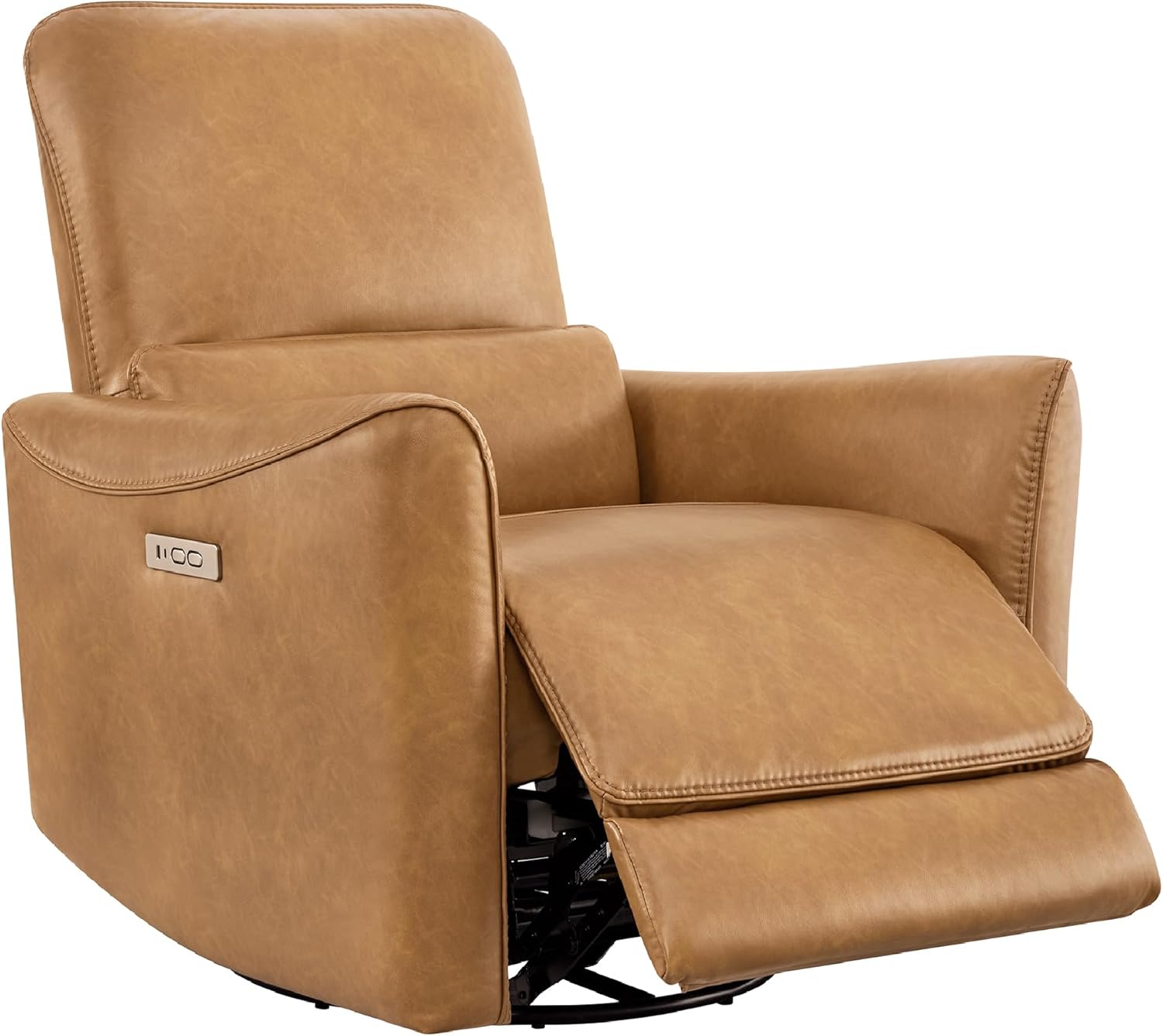 CHITA Oversized Power Recliner Chair Swivel Glider for Big and Tall, FSC Certified Faux Leather Living Room Nursery Rocking Chair with Lumbar Support, Cognac Brown