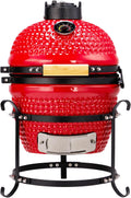 Vasitelan 13 inch Portable Ceramics Charcoal Grill,Kamado BBQ Charcoal Grill (Red)