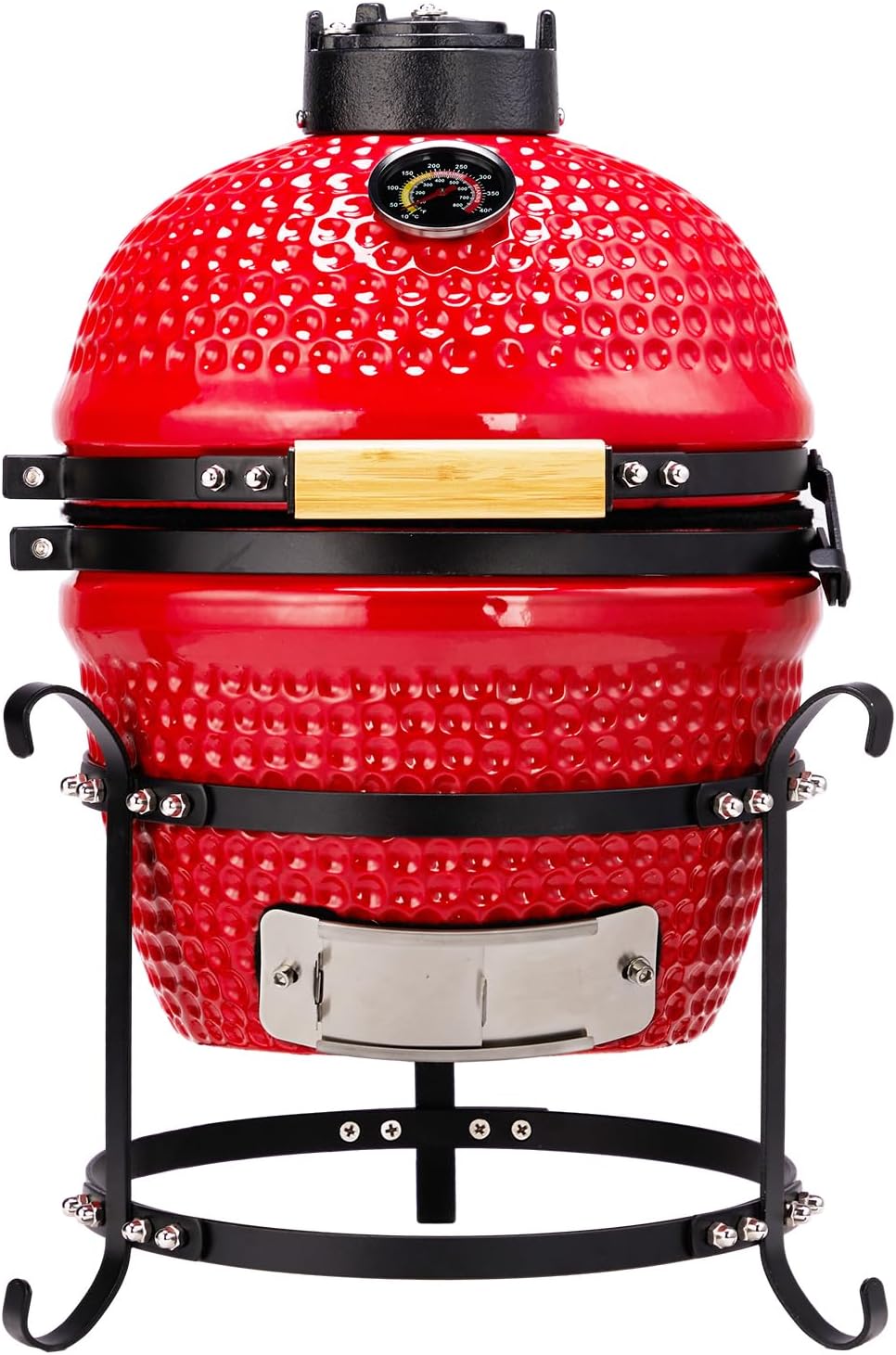 Vasitelan 13 inch Portable Ceramics Charcoal Grill,Kamado BBQ Charcoal Grill (Red)
