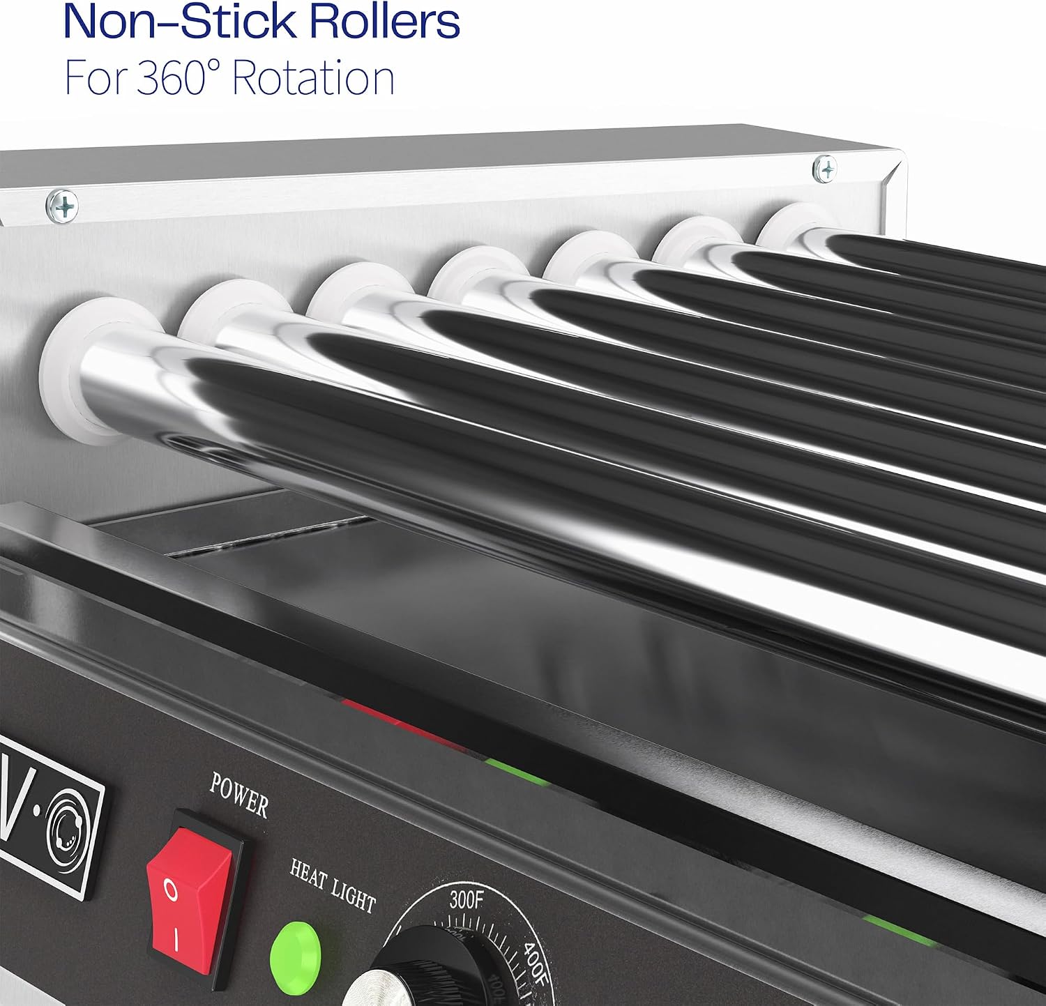 VIVO Electric 18 Hot Dog 7 Roller Grill Warmer, Stainless Steel, Commercial and Household 900W Machine, HOTDG-V007