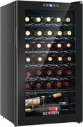 ROVSUN 34 Bottle Wine Cooler Refrigerator, Freestanding Compressor Wine Chiller, Beverage Wine Fridge with Digital Temperature Control & Double-layer Glass Door for Red White Wine, Champagne, Beer