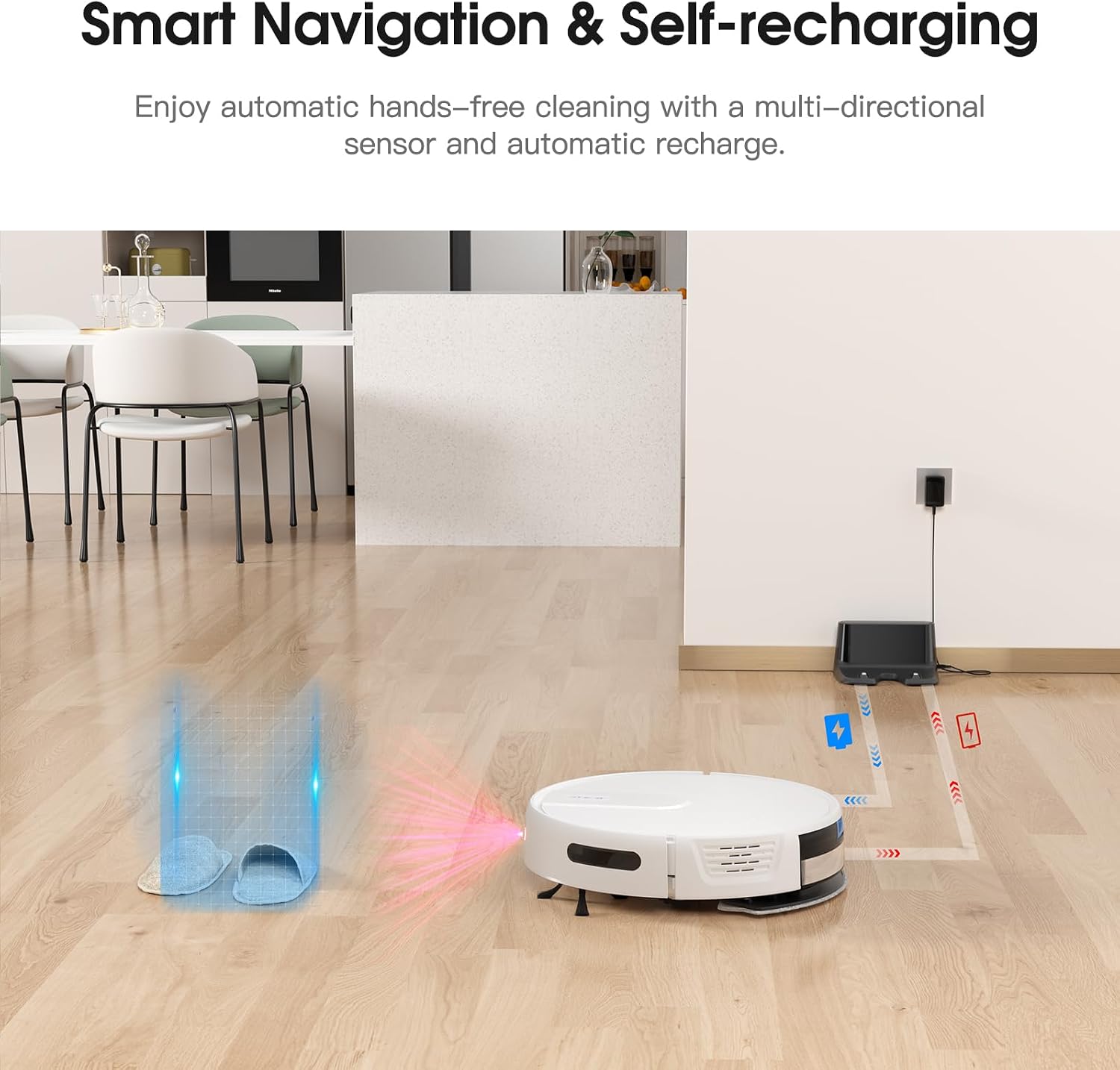 VIPSUN Robot Vacuum and Mop Cleaner with 4500Pa Suction, Advanced 3D Obstacle Avoidance, Next-Generation Smart APP & Voice Control Robotic Vacuum, Automatic Aspirdora for Pet Hair, Home Hard Floor